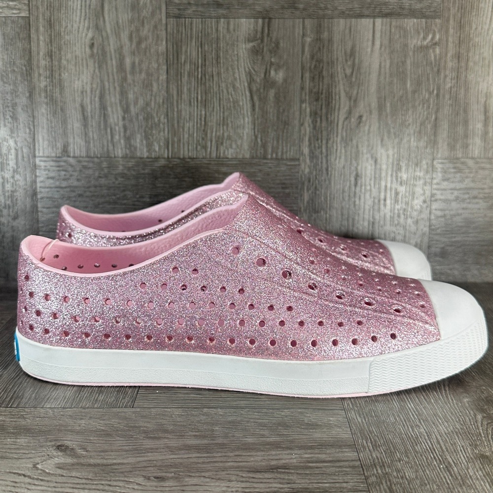 Native Jefferson Bling Shoes Kids J6 Pink Glitter Slip On NEW 12100112-6805